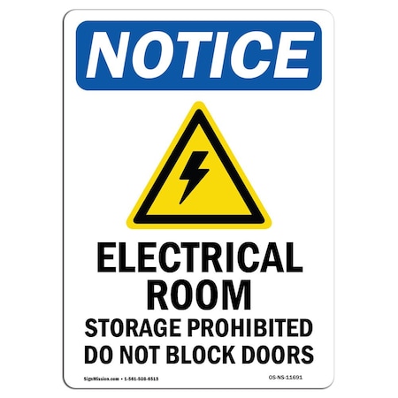 Signmission Safety Sign, OSHA Notice, 18" Height, Electrical Room Storage Sign With Symbol, Portrait OS-NS-D-1218-V-11691